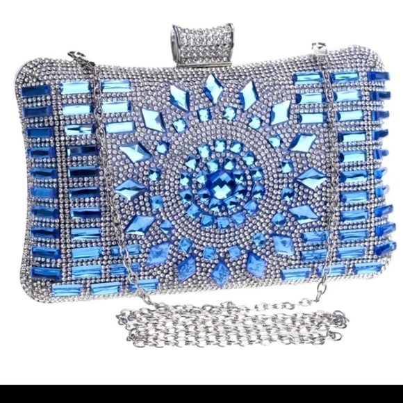 Handbags - Luxury clutch rhinestone Chrystal hand bag . Wedding